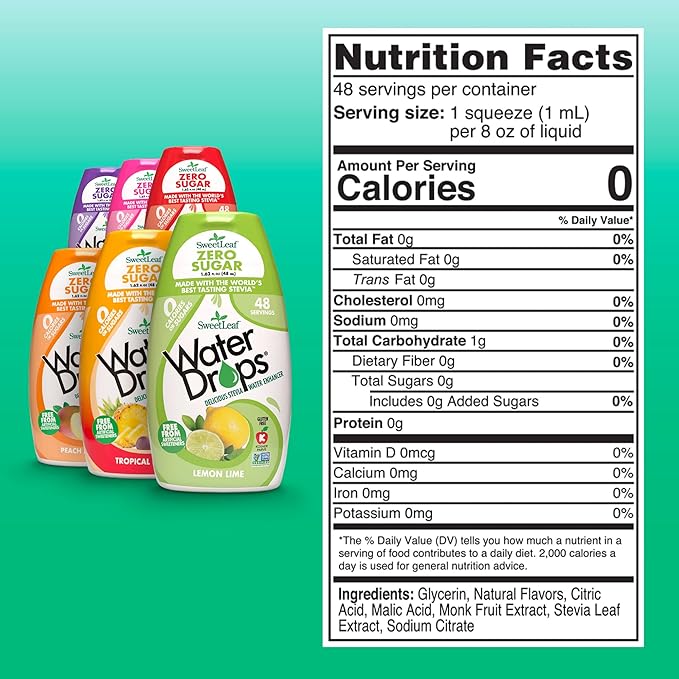 SweetLeaf Water Flavoring Drops - Stevia Water Enhancer, Sugar Free, Zero Calorie Water Additive