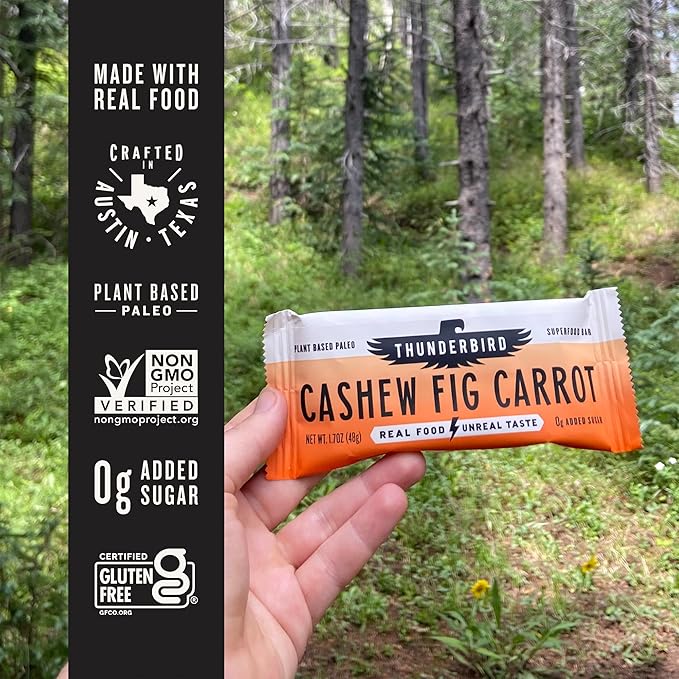 Thunderbird Bars Energy Snack, Gluten-Free with Protein, Healthy Real Food, Vegan Paleo Non-GMO, No