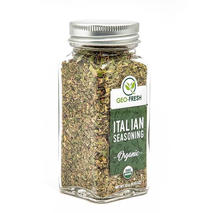 Geo-Fresh Organic Italian Seasoning, 0.53 oz (15g), Non-GMO, Kosher, 100% Organic Herbs, Basil