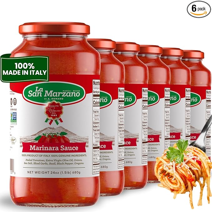 La San Marzano Marinara Sauce, 24 oz, Pasta Sauce Made in Italy, All Purpose Tomato Premium