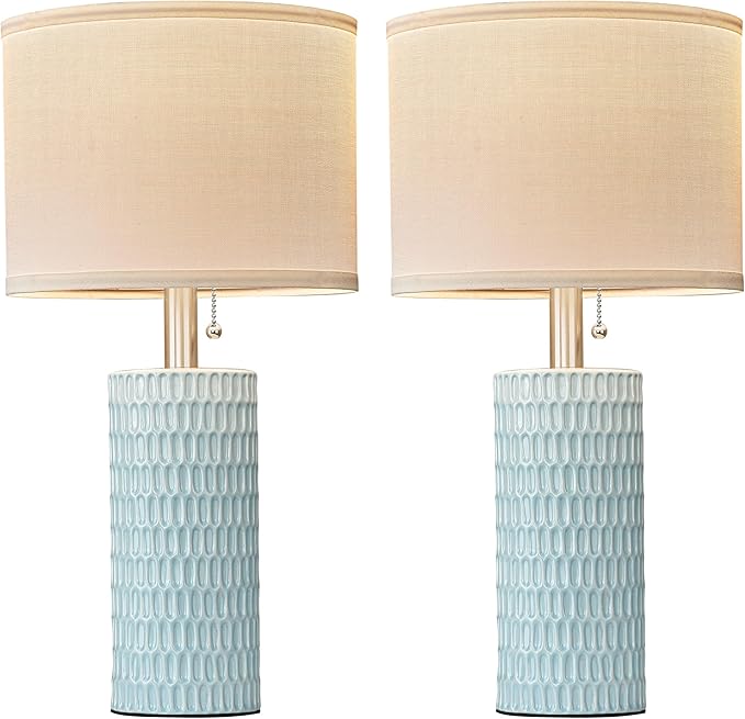 Table Lamps for Living Room Set of 2, Ceramic Table Lamps for Bedroom, 20" Modern Lamps for Night