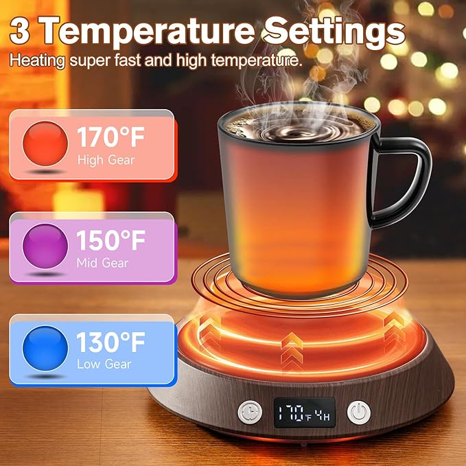 Coffee Mug Warmer – 55W Fast Heating Coffee Warmer, 3 Temperature Settings up to 170℉ with LED