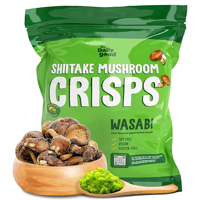 The Daily Good Shiitake Mushroom Crisps - 1-Pack Mushroom Chips, Yummy Dried Shiitake Mushrooms