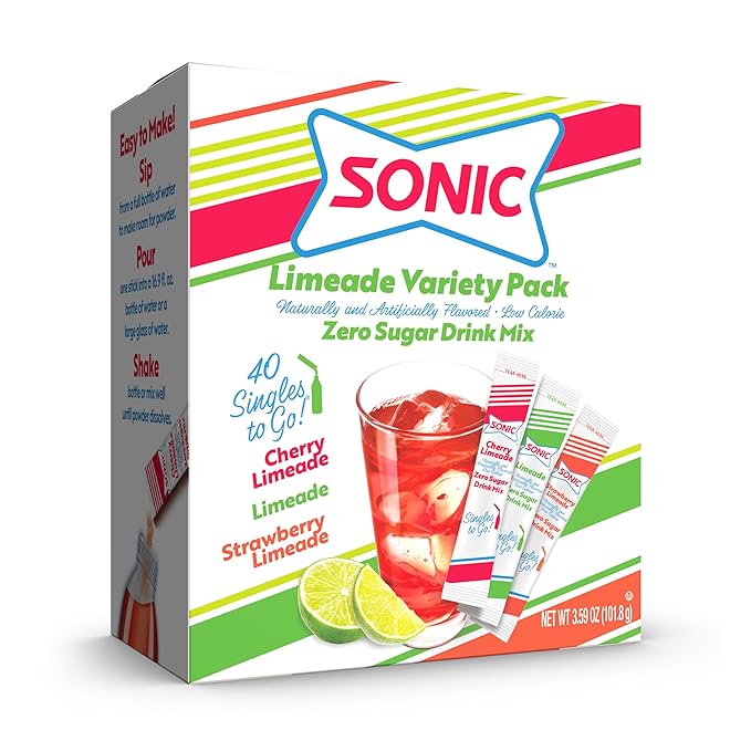 Sonic Singles To Go Variety Pack, Watertok Powdered Drink Mix, Includes 3 Flavors, Cherry Limeade