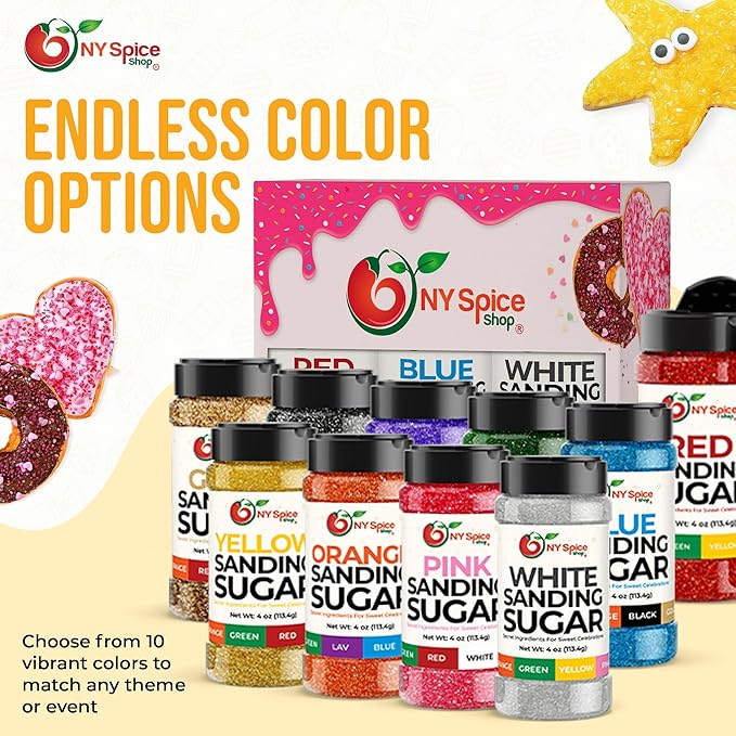 NY Spice Shop Yellow Sanding Sugar - 4 Ounce Sweet Colorful Edible Sprinkles For Candy Dish - Sugar