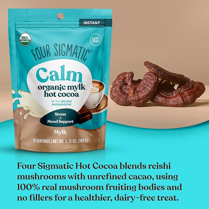 Four Sigmatic Calm Mushroom Cocoa Mix | Organic Mylk Hot Cocoa Mix with Reishi Mushroom | Vegan
