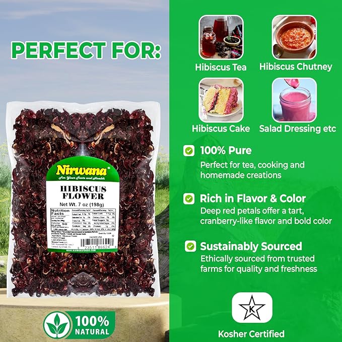Premium Dried Hibiscus Flowers ??Whole Flower Petals for Herbal Infusions, Loose Leaf Blends, and