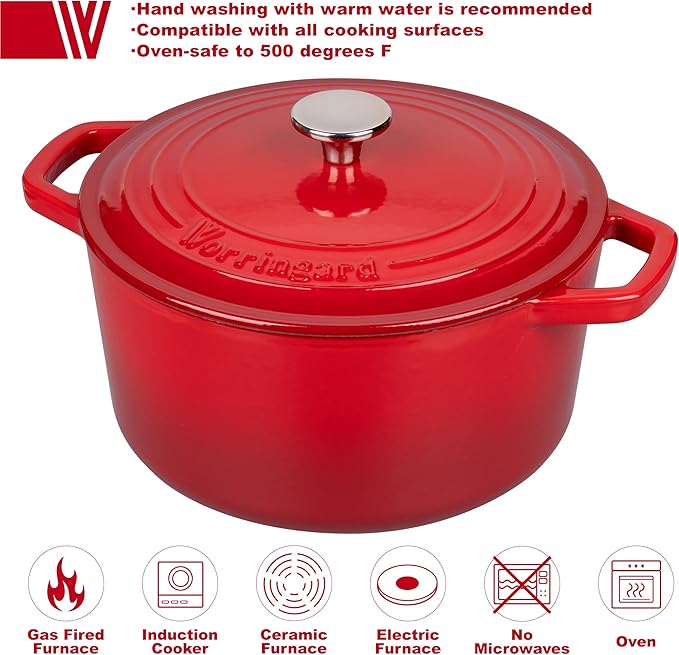 Enameled Cast Iron Dutch Oven Pot with Lid, for Bread Baking, Round Bread Oven- include Sourdough