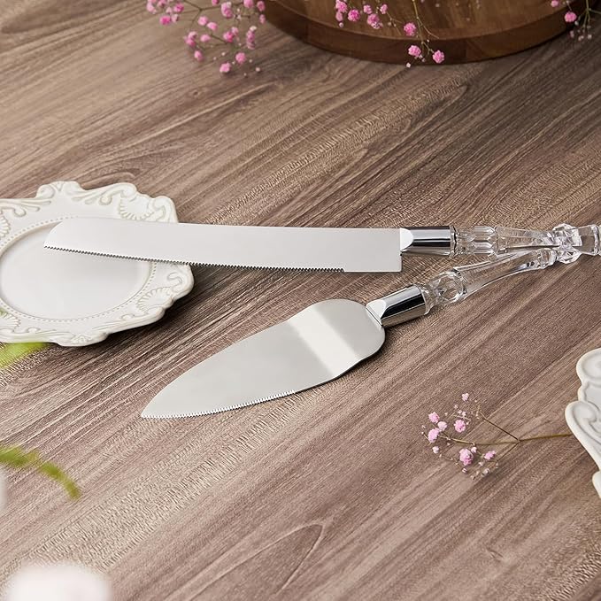 AW BRIDAL Cake Knife and Server Set for Wedding Stainless Steel Cake Knife Cutter Slicer Cake