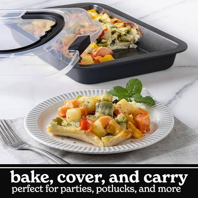 Country Kitchen Baking Pans Set - 10 Piece Non-Stick Cake Pans with Carry Lids for Easy Storage &