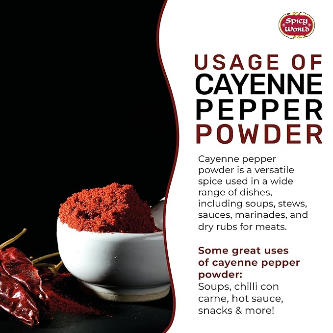 Spicy World Cayenne Pepper Powder Ground Chili Pepper 10 Pound Bulk Bag - 40K SHU, Hot Chilli Powder