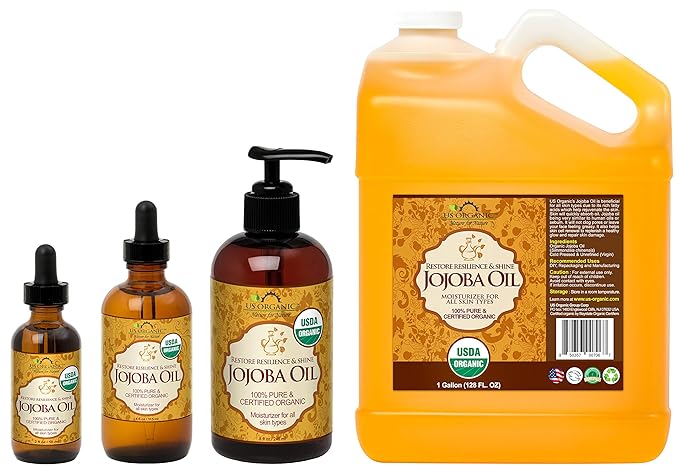 US Organic Jojoba Oil, USDA Certified Organic,100% Pure & Natural, Cold Pressed Virgin, Unrefined