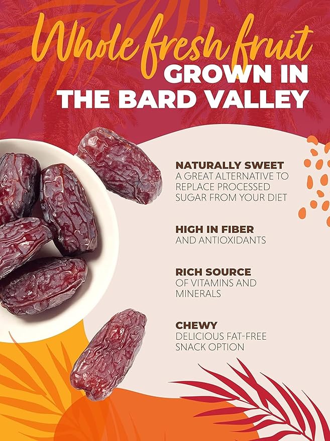 Natural Delights Medjool Dates Whole - Non-GMO Verified Fruit, Good Source of Fiber & Potassium