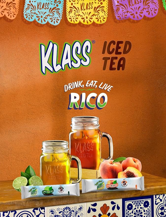 Klass Iced Tea Drink Mix - Sugar Free Variety Pack - Peach & Lime Black Tea On-The-Go! (44 Count