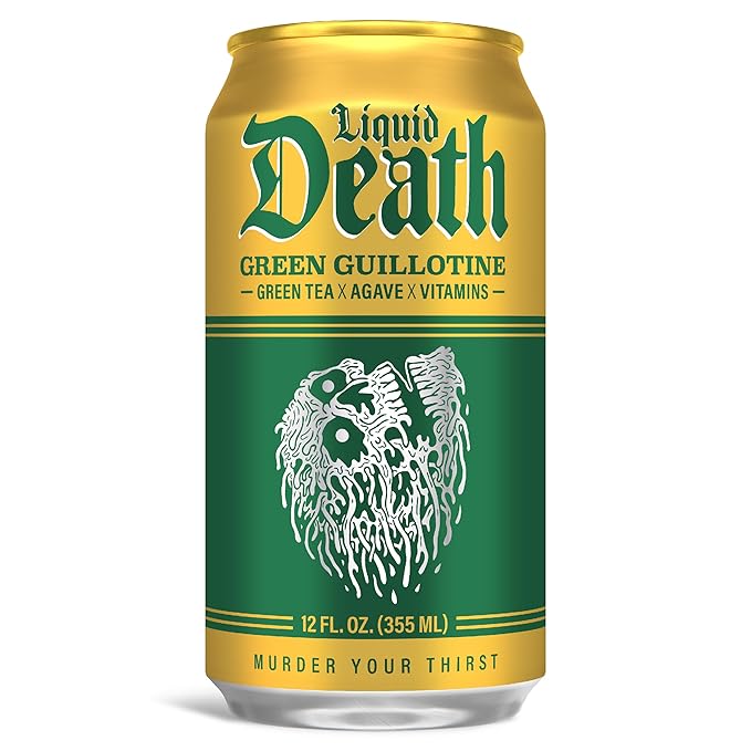 Liquid Death, Green Guillotine Iced Tea, 12-Pack (12 oz Cans), Green Tea, Low Calorie, No