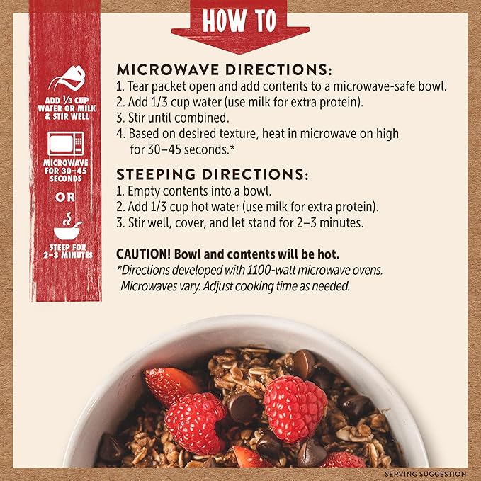 Kodiak Cakes Instant Oatmeal Packets - High Protein - 100% Whole Grains Breakfast Food - Chocolate