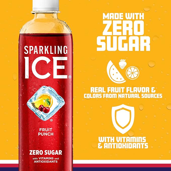 Sparkling Ice, Fruit Punch Sparkling Water, Zero Sugar Flavored Water, with Vitamins and