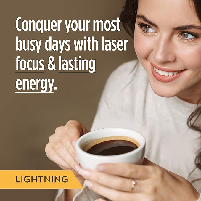 VitaCup Lightning Coffee Pods, for Focus w/ 2X Caffeine, Green Coffee Bean, B Vit, D3, Strong Dark