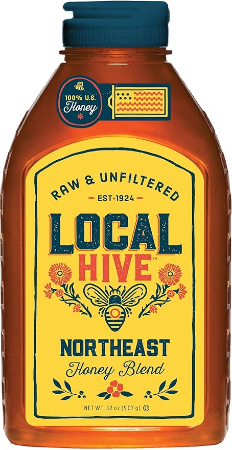 Local Hive Northeast Raw Unfiltered Honey – 32oz, 100% Pure US Honey, Sourced from American Bees
