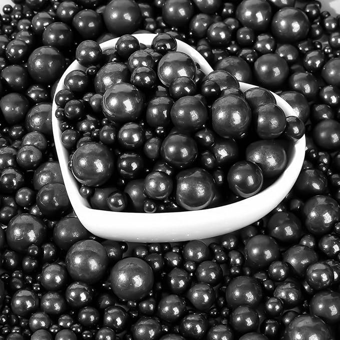 Edible Pearl Sprinkles,Black Pearls Sugar Sprinkle,130g Mix Size Halloween Baking Cake Decorations