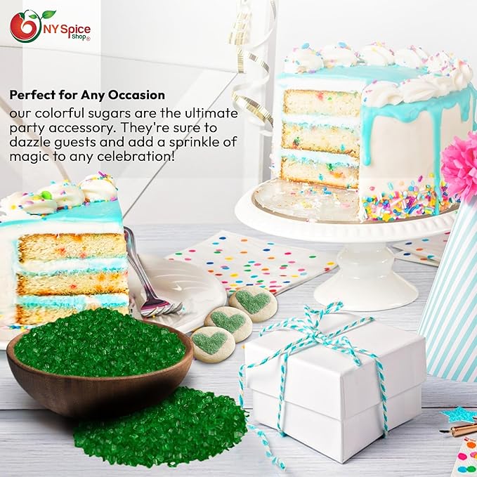 NY Spice Shop Green Sanding Sugar - 1 PoundSweet Colorful Edible Sprinkles For Candy Dish - Sugar