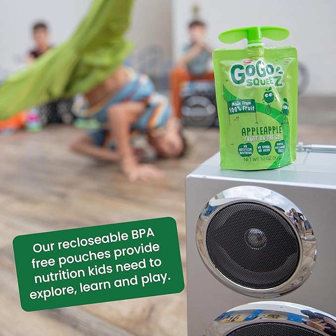 GoGo squeeZ Applesauce and Fruit Puree, Apple Strawberry, 3.2 oz (Pack of 48), Unsweetened Fruit