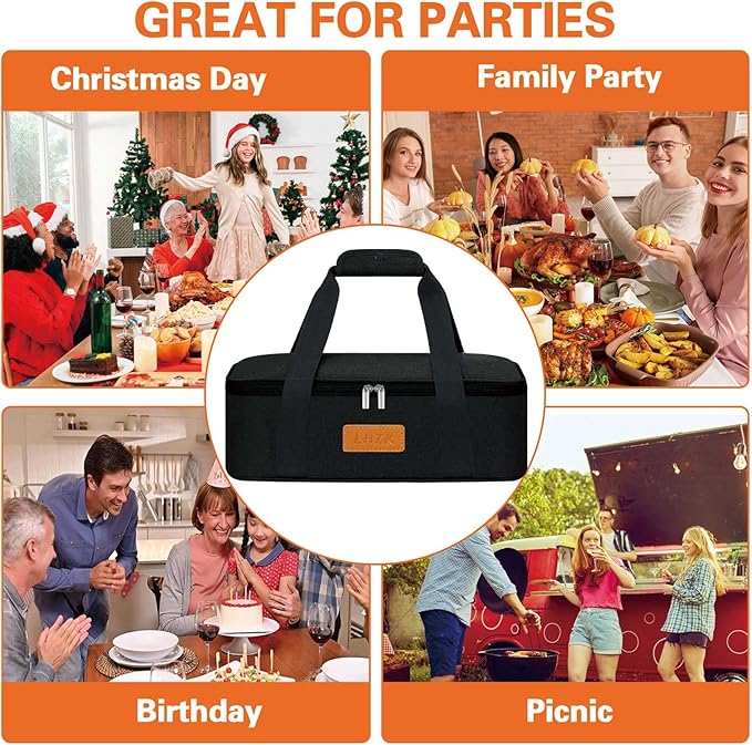 LHZK Insulated Casserole Carriers for Hot or Cold Food, Lasagna Holder Tote for Potluck Parties