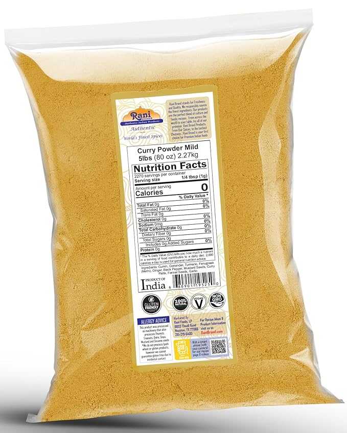 Rani Curry Powder Mild (10-Spice Authentic Indian Blend) 80oz (5lbs) 2.27kg Bulk ~ All Natural |