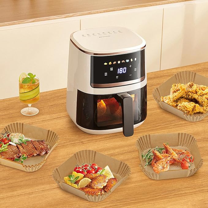 200Pcs Air Fryer Paper Liners, 6.3 Inch Square Disposable Air Fryer Liner, Non-stick Parchment