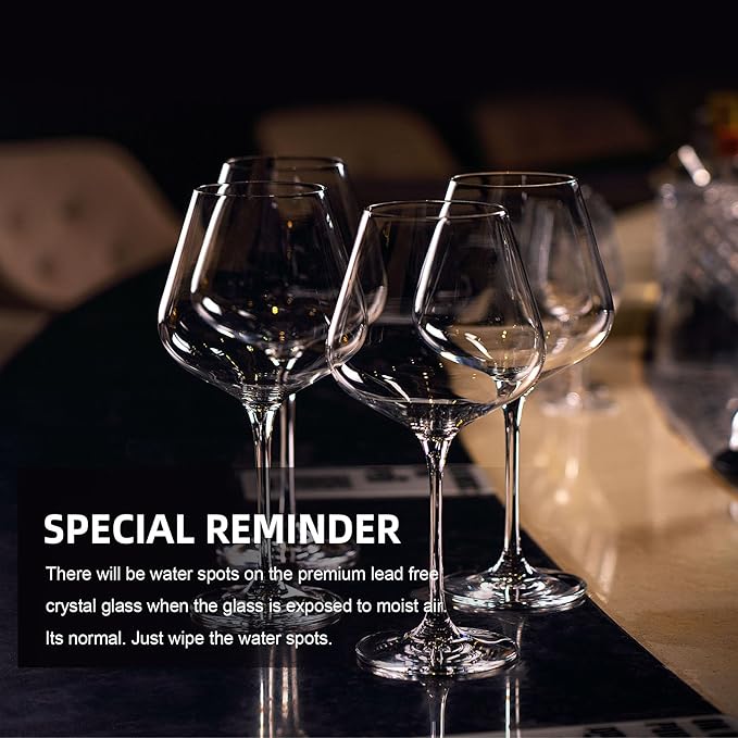 Red Wine Glasses Set of 4, Hand Blown Italian Style Crystal Burgundy Wine Glasses, Lead-Free
