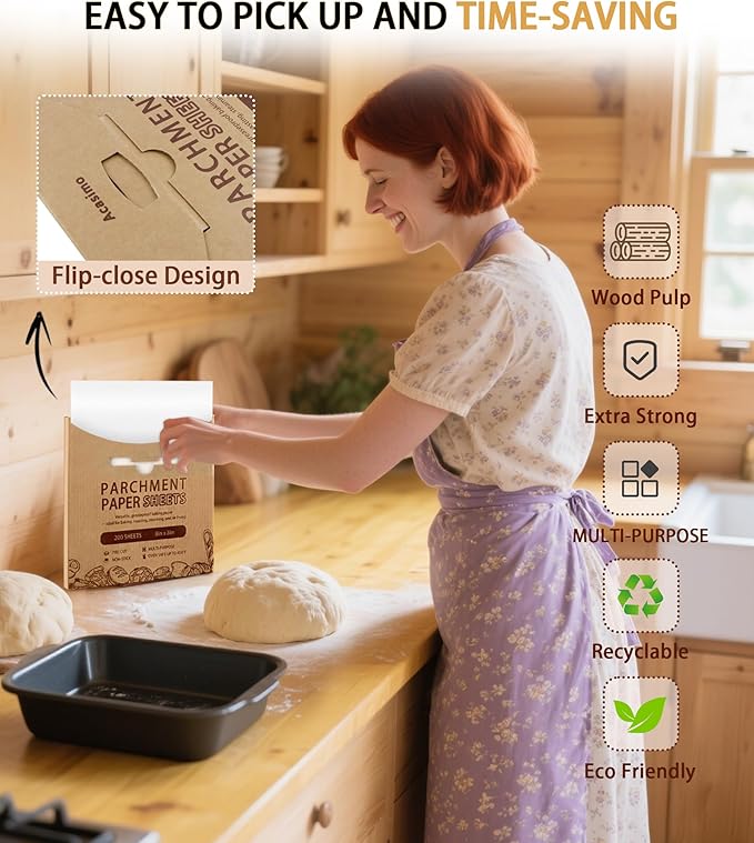 200PCS Parchment Paper Sheets, 9x9in, Squares Baking Paper for Baking, Air Fryer, Steaming