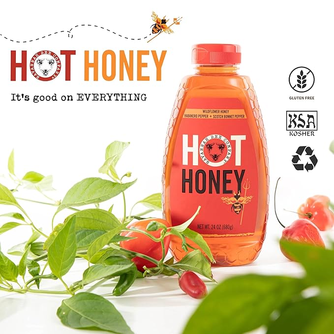 Savannah Bee Company Hot Honey Gluten Free and 100% Pure Honey Infused with Sweet Wildflower - Heat
