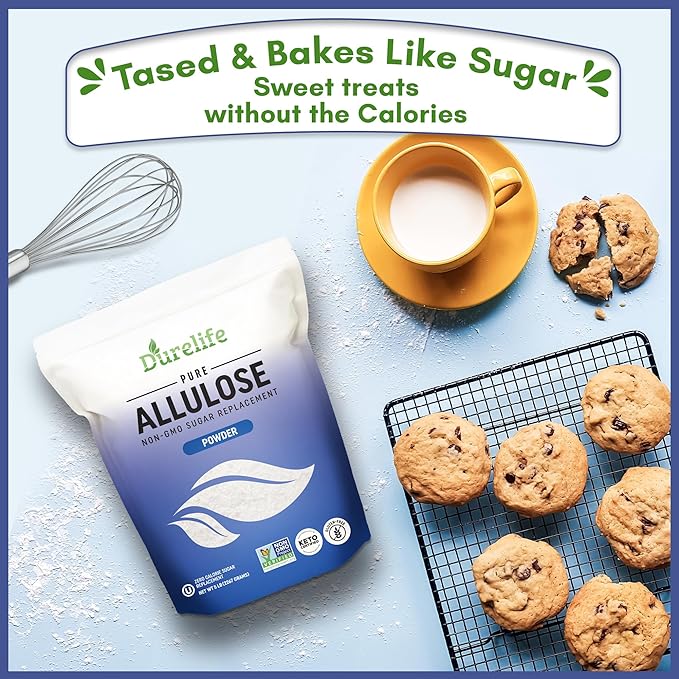 Durelife Allulose sweetener, 1 lb 100% Pure No Erythritol powdered Sugar Substitute, NON-GMO