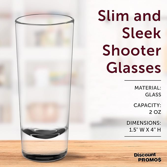 DISCOUNT PROMOS Cordial Shooter Shot Glasses 2 oz. Set of 10, Bulk Pack - Great for Birthdays