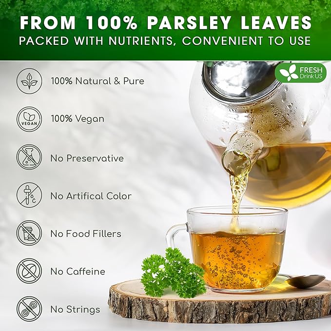 FreshDrinkUS, Premium 35 Parsley Leaf Tea Bags, 100% Natural & Pure from Parsley Leaves. Loose Leaf