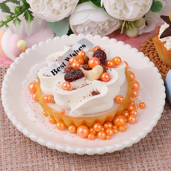 Orange Sprinkles for Cake Decorating, 6 Sizes Mix Edible Pearl Sugar for Baking Cookies Cupcake