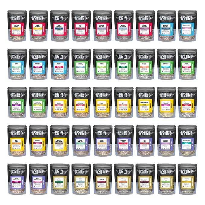 Tiesta Tea - Tiesta Tastings Sampler Dry Flight Set, Loose Leaf, High to No Caffeine, Makes Hot and