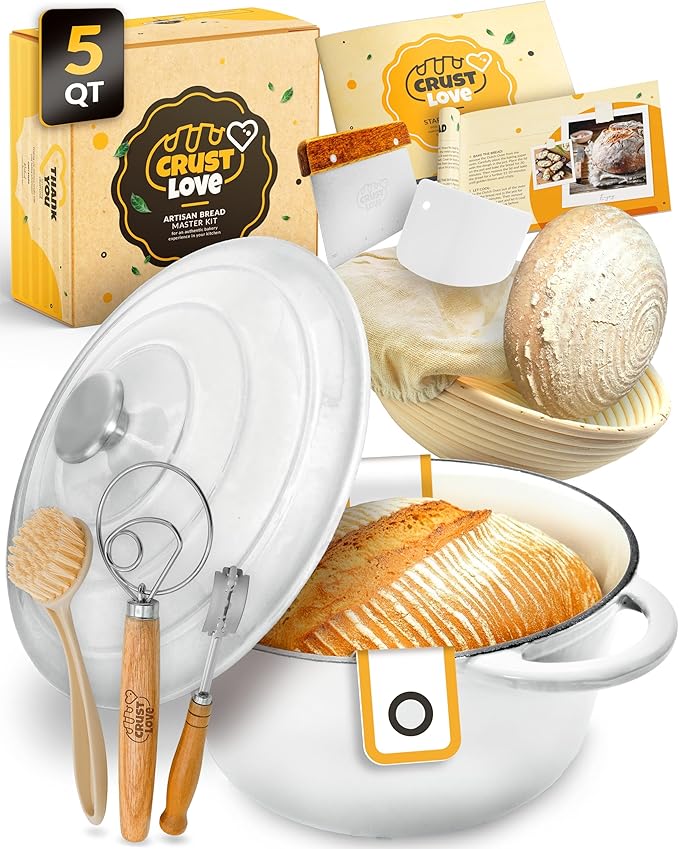 Dutch Oven for Bread Baking - incl. Sourdough Bread-Baking Supplies like Banneton Bread-Proofing