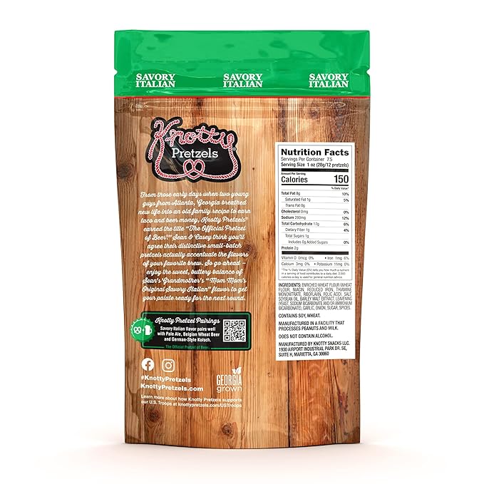 Knotty Pretzels ?쏷he Official Pretzel of Beer??7.5 oz Individual Seasoned Pretzels in Resealable