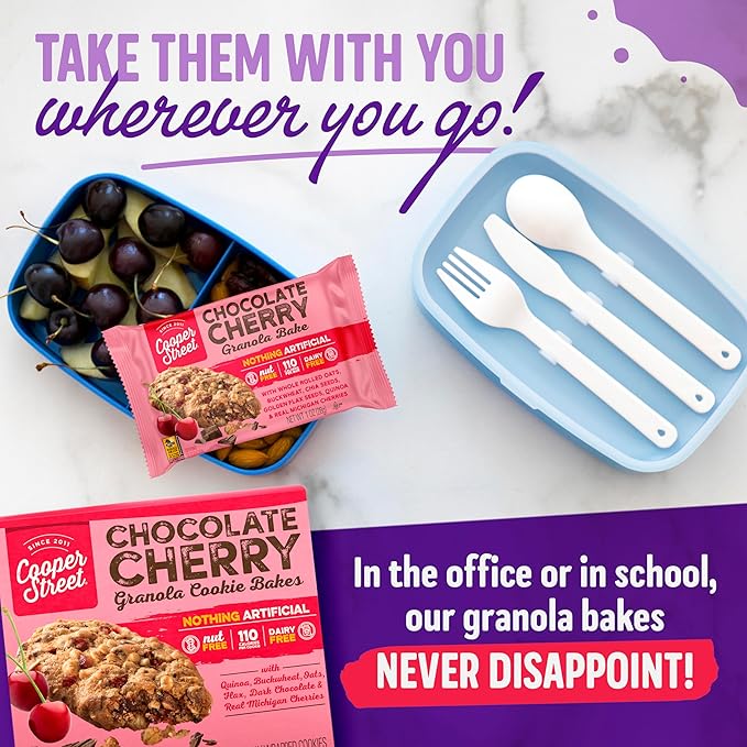 Cooper Street Granola Cookie Bake - Chocolate Cherry Chewy Granola Bars | Individually Wrapped