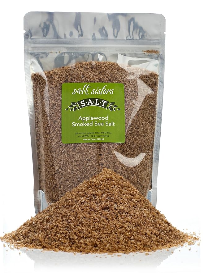 s.a.l.t. sisters Applewood Smoked Sea Salt, Small Flakes Dissolve Easily, GMO and MSG Free, Great