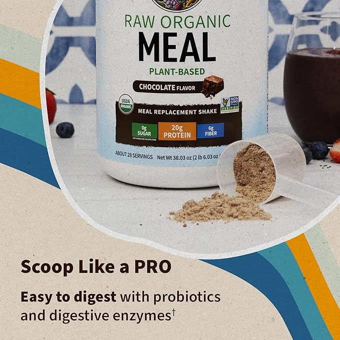 Garden of Life Meal Replacement Shakes, Raw Organic, Chocolate Protein Powder with Plant Based Pea