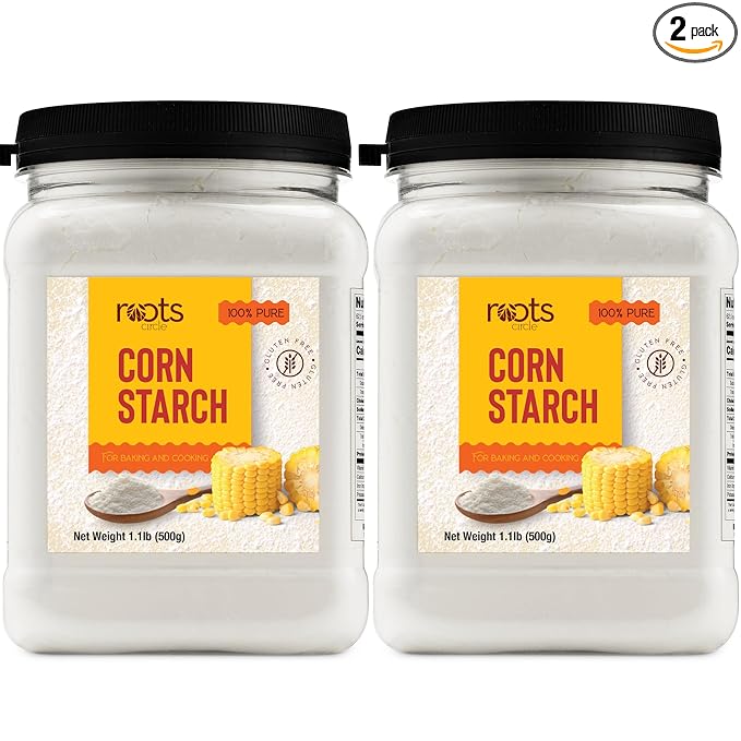 Roots Circle 100% Pure Corn Starch | 2 [17oz] Airtight Containers | All Natural Thickener for