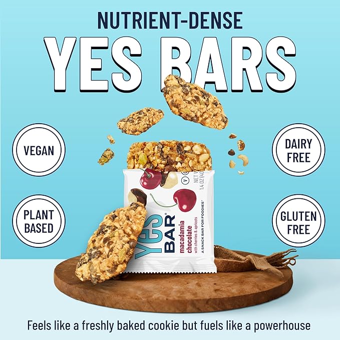 The YES Bar YES Bar ??Macadamia Chocolate ??Plant Based Protein, Decadent Snack Bar ??Vegan, Paleo
