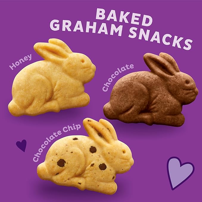 Annie's Organic Friends Bunny Grahams, Chocolate Chip, Chocolate, and Honey Baked Graham Snacks, 12