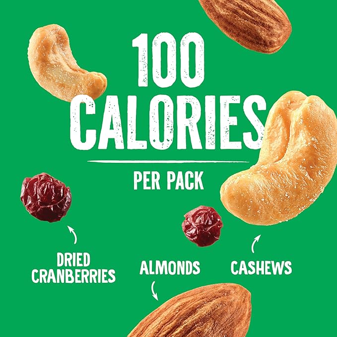 Emerald Nuts Cashews and Almonds with Dried Cranberries 7 Ct (1-Pack) | 100-Calorie Individual