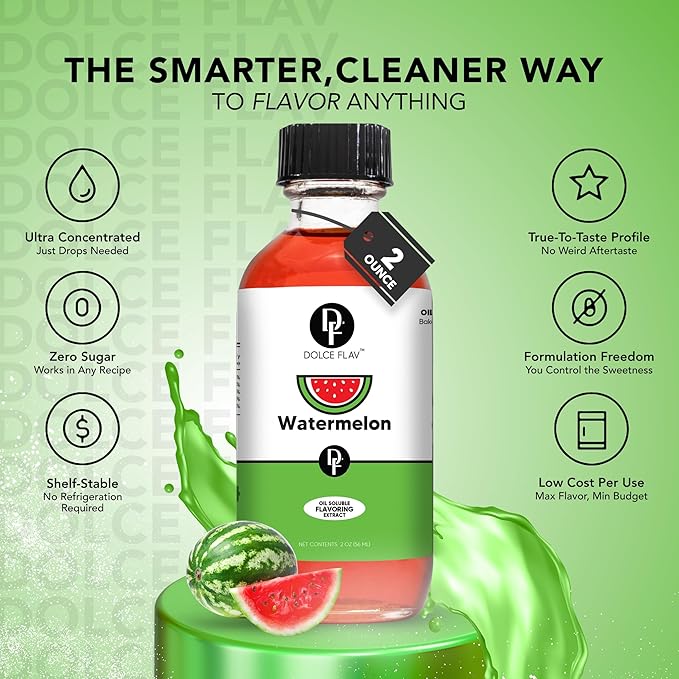 Dolce Flav Watermelon Extract 8 oz ??Kosher, Sugar-Free, Concentrated Juicy Watermelon Flavoring