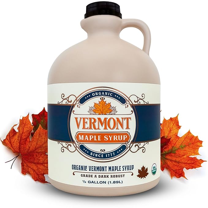 Vermont Maple Syrup - 64 oz Grade A, Dark Robust Organic Maple Syrup - 100% Pure and Authentic