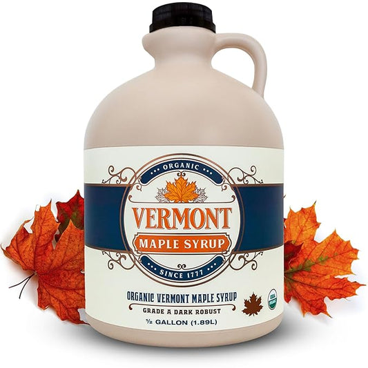 Vermont Maple Syrup - 64 oz Grade A, Dark Robust Organic Maple Syrup - 100% Pure and Authentic