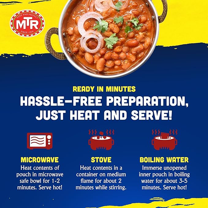 MTR - Minute Meals: Rajma Masala - Red Kidney Beans in Spiced Gravy - Authentic Indian Ready-to-Eat